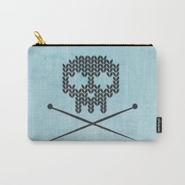 Knitted Skull (Black on Light Blue) Carry-All Pouch