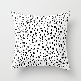 Preppy Dalmatian Spots in Black And White Throw Pillow