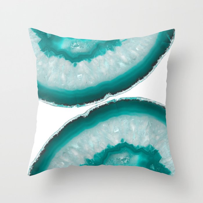 Turquoise Teal Agate #1 #gem #decor #art #society6 Throw Pillow