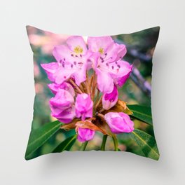Rhododendron Mountain Flower Purple Macro Print Throw Pillow