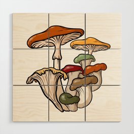 Late Summer (Lammas) Mushrooms Wood Wall Art