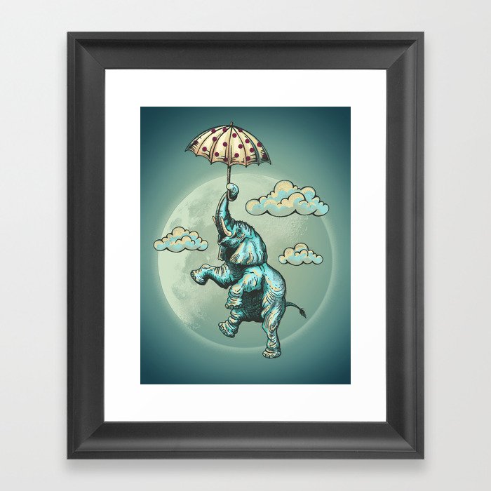 Flying elephant Framed Art Print