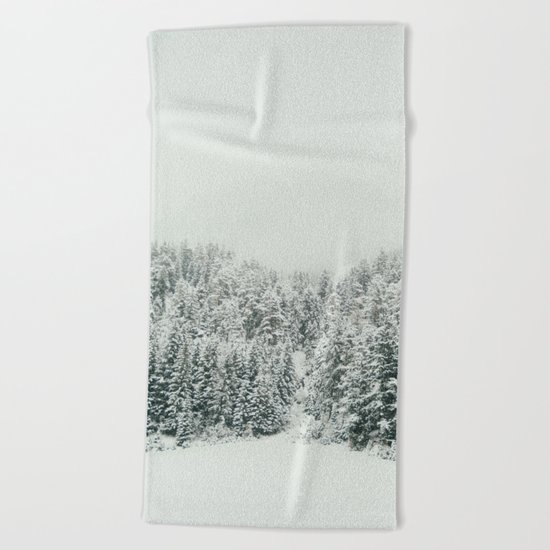 White Snowy Landcape Beach Towel