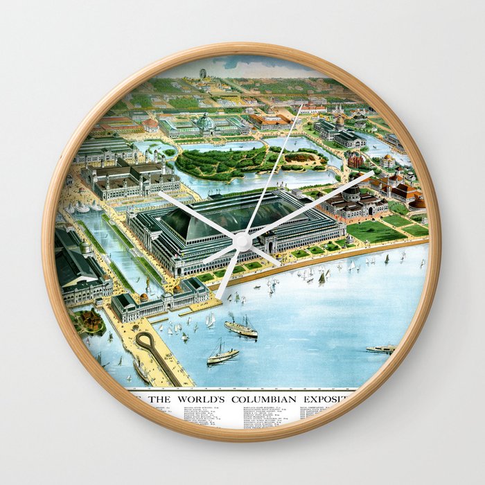 Chicago-Illinois-1893 vintage pictorial map Wall Clock