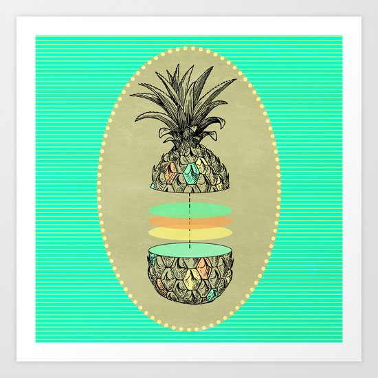 Sliced pineapple Art Print