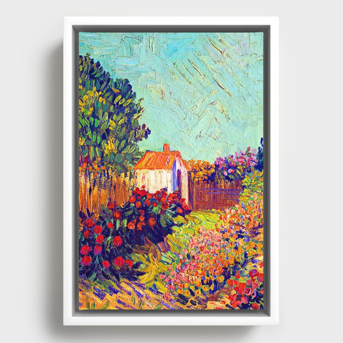 Vincent van Gogh Cottage Garden Framed Canvas