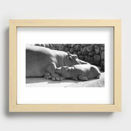 Mom and Baby Hippos Recessed Framed Print