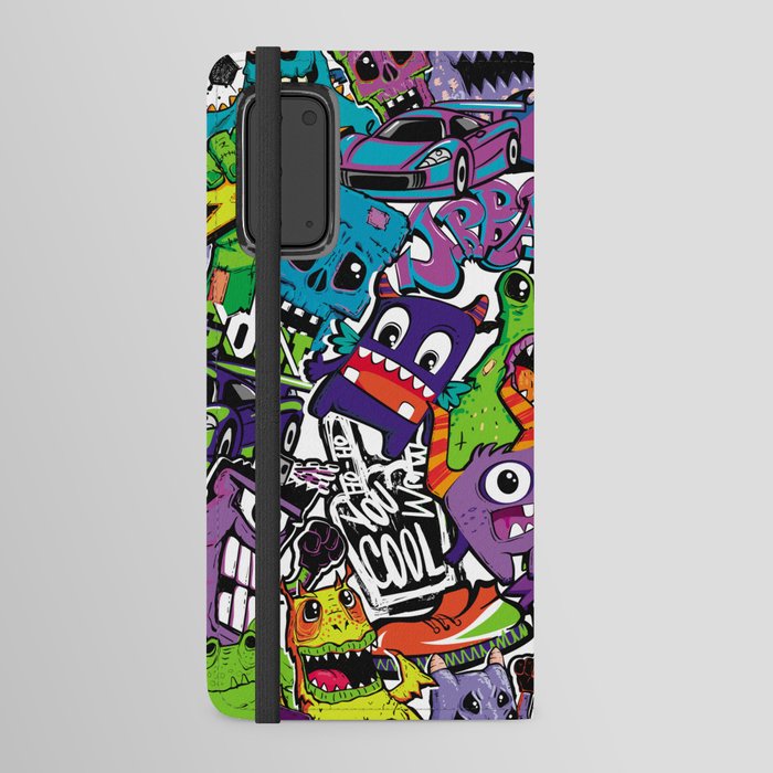 Abstract seamless comics monsters. Cartoon mutant repeated pattern Android Wallet Case