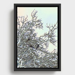 Three Foiled Crows in a Digital World Framed Canvas