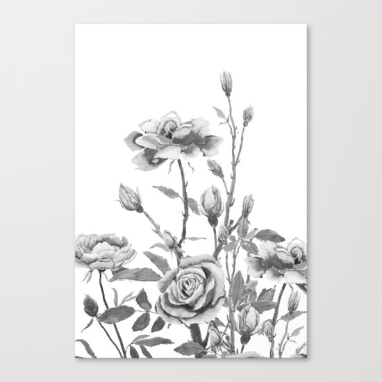 black and white roses Canvas Print