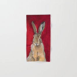 Cottontail Rabbit On Red Hand & Bath Towel