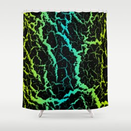 Cracked Space Lava - Lime/Cyan Shower Curtain