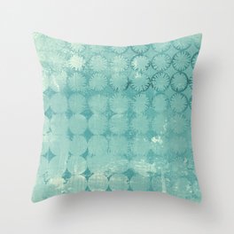 Stencil Overlay in Teal Throw Pillow