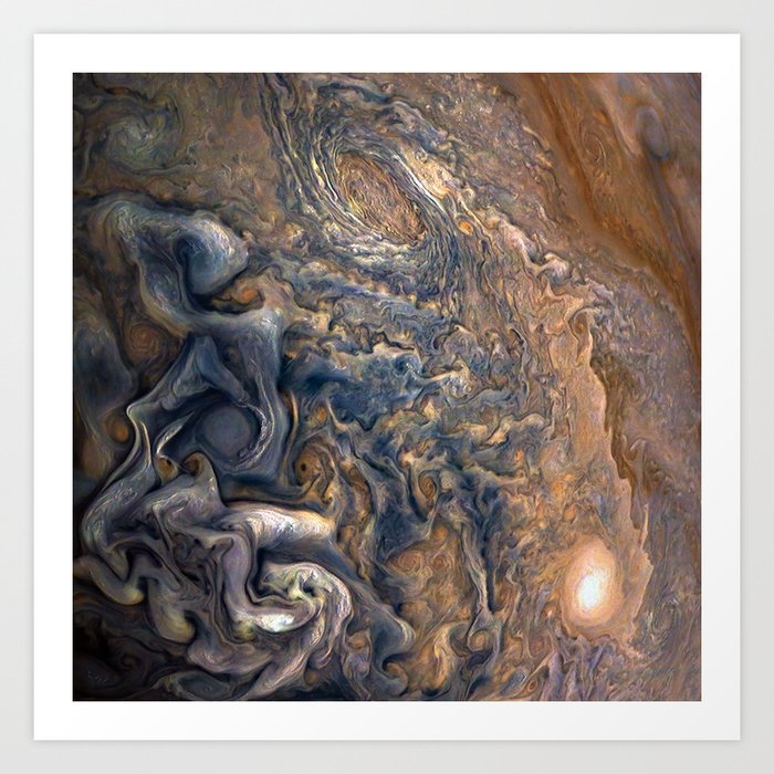 Swirling Clouds of Planet Jupiter Close Up from Juno Cam Art Print
