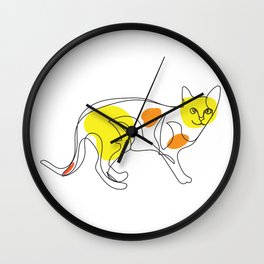 One Line Cat Wall Clock