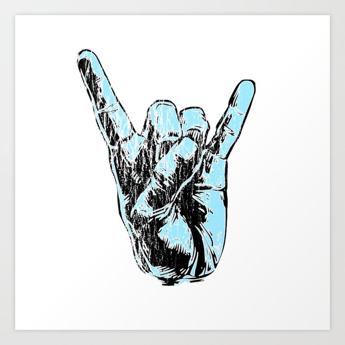 Metal Hand Sign Hard Rock Fan Gift Devil Horns Guitar Music Art