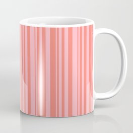 [ Thumbnail: Salmon and Light Pink Colored Lined Pattern Coffee Mug ]
