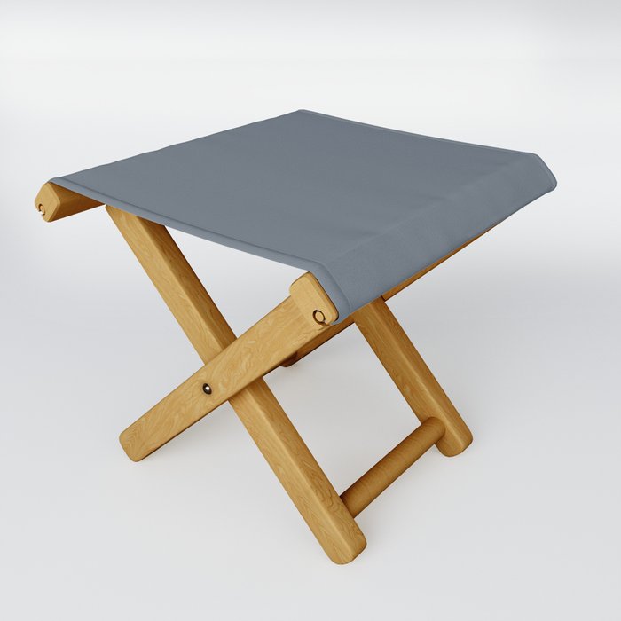 Dark Majestic Blue Grey Solid Color PPG Sheffield Gray PPG1041-6 - All One Single Shade Hue Colour Folding Stool