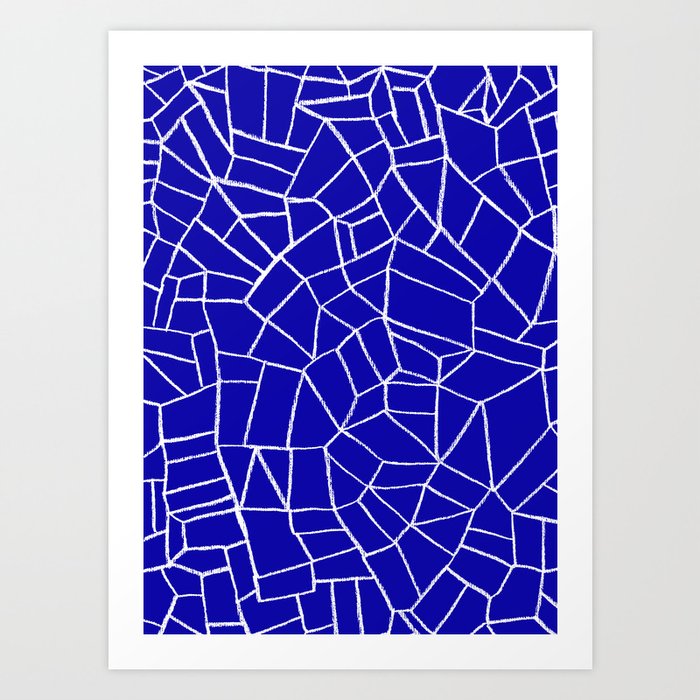 Cubismo in blue and white Art Print by Studio Analog Society6