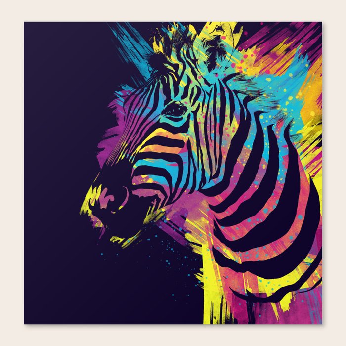 Zebra Splatters Colorful Animals Canvas Print by Olechka Society6