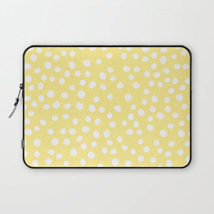 Pastel yellow and white doodle dots Laptop Sleeve