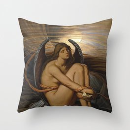 Tortured Souls - Soul in Bondage angelic still life magical realism portrait painting by Elihu Vedder  Throw Pillow