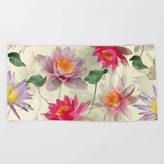 Lotus Flower Pattern Beach Towel