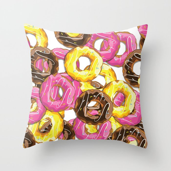 Delicious donut pattern Throw Pillow