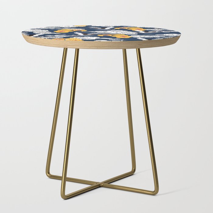 Japanese Clouds and Cranes No. 1 Navy Blue Side Table