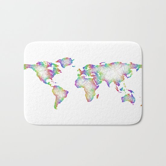 Rainbow World map Bath Mat