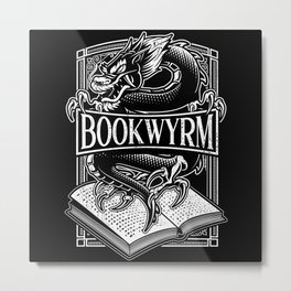 Book Wyrm BookWyrm Dragon Reading Lover Distressed Metal Print