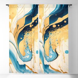 Blue & Gold Marble Blackout Curtain