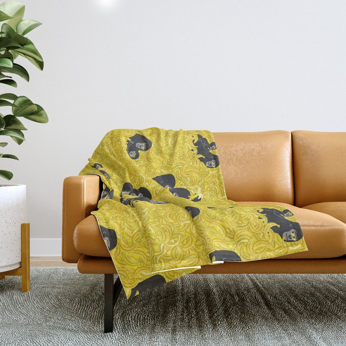 Gorillas and bananas by unPATO Throw Blanket
