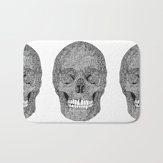 Skull and Spirals - WHITE Bath Mat