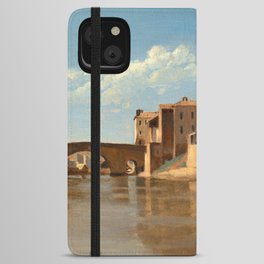 The Island and Bridge of San Bartolomeo, Rome, 1825-1828 by Jean-Baptiste-Camille Corot iPhone Wallet Case