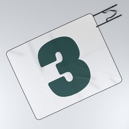 3 (Dark Green & White Number) Picnic Blanket