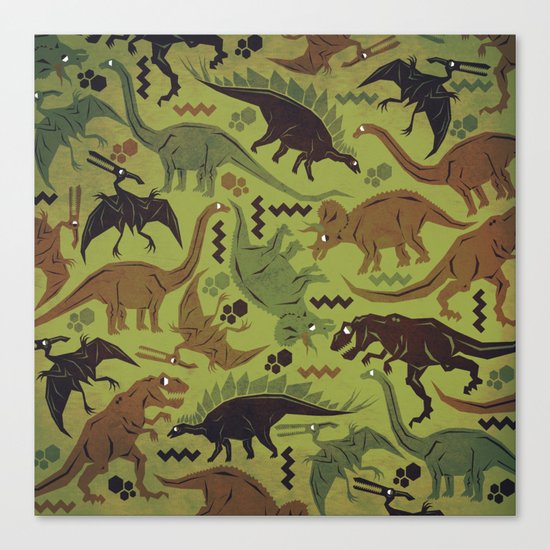 Camouflage Dinosaur Geometric Pattern Canvas Print
