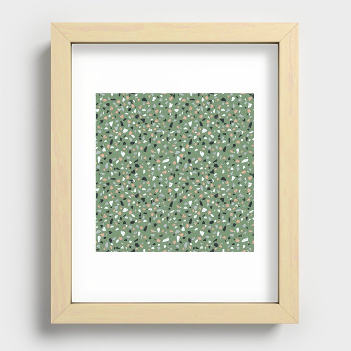 Terrazzo flooring seamless pattern with colorful marble rocks Recessed Framed Print