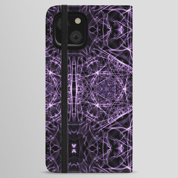 Liquid Light Series 33 ~ Purple Abstract Fractal Pattern iPhone Wallet Case