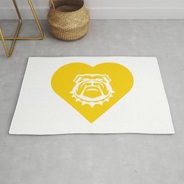 Bulldog Mascot Cares Yellow Rug
