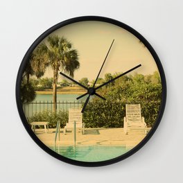 Lolita's Poolside Vacation - Beach Art Wall Clock