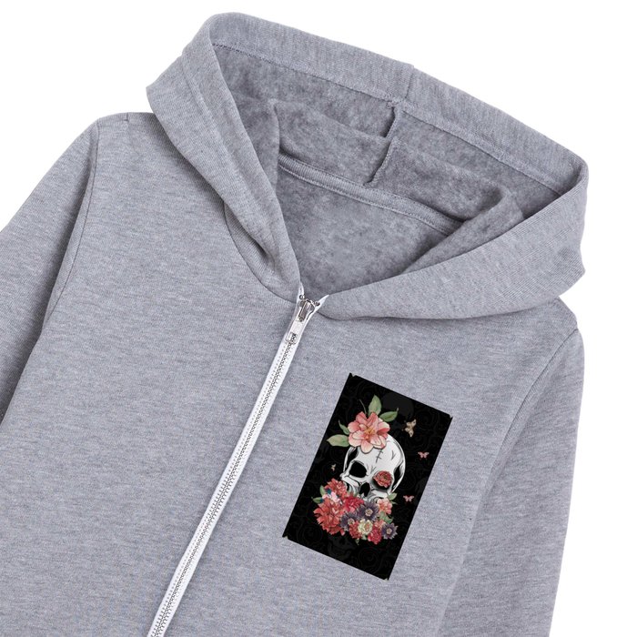 Abstract Skull And Flowers  Kids Zip Hoodie