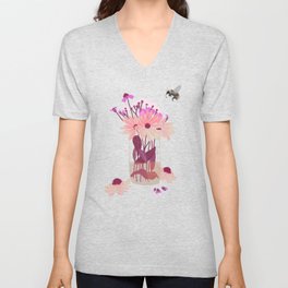 Bumble Bee Blossoms || Delicate Pink V Neck T Shirt