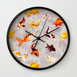 Silver Koi Fish Goldfish pattern Wall Clock