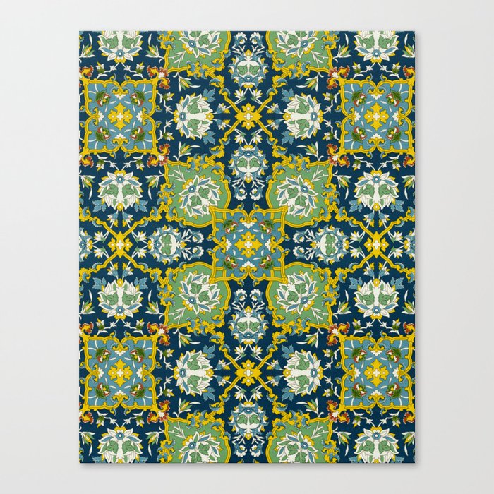 Antique Marrocan Floral Mosaic Pattern  Canvas Print