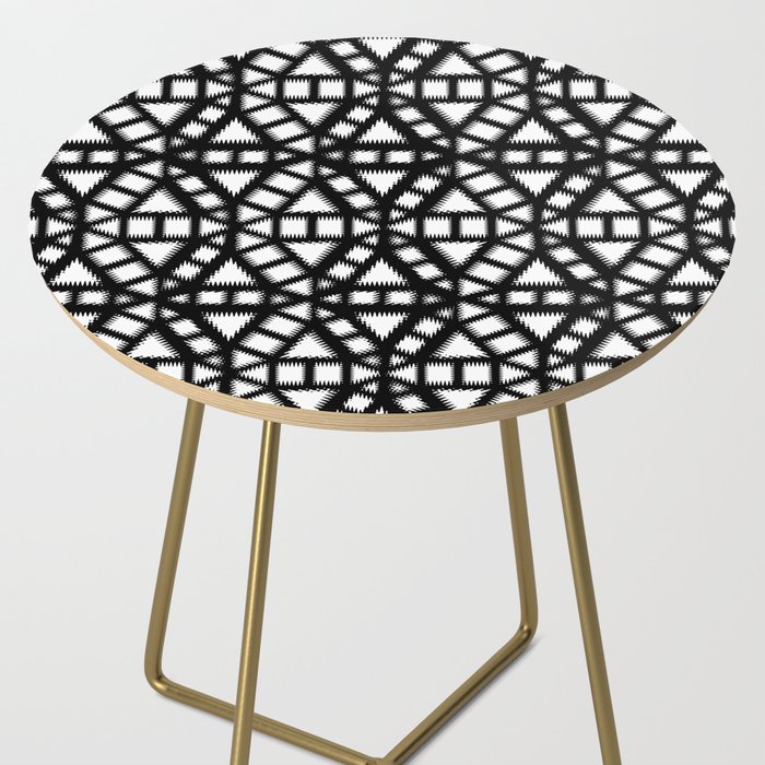 Black and White Pinwheel Pattern Illustration - Digital Geometric Artwork Side Table