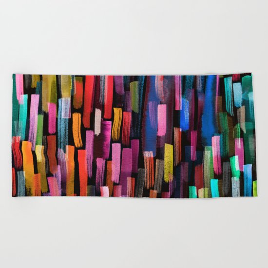 colorful brushstrokes pattern Beach Towel