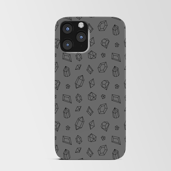 Grey and Black Gems Pattern iPhone Card Case