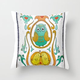Owls in the nest Throw Pillow