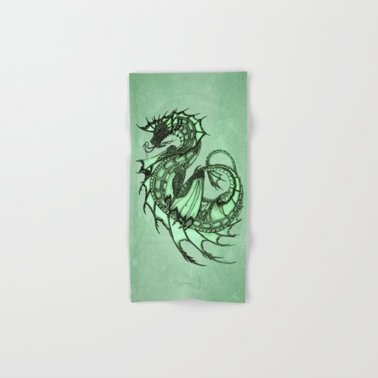 "Tsunami" by Amber Marine ~ Sea Dragon (Jade Version) ~ Graphite & Charcoal Illustration, (c) 2005 Hand & Bath Towel
